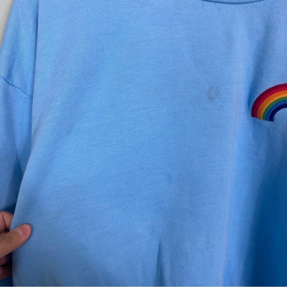 Aviator Nation Blue Pullover Sweatshirt Rainbow Size Medium‎ FLAWED - Picture 2 of 11
